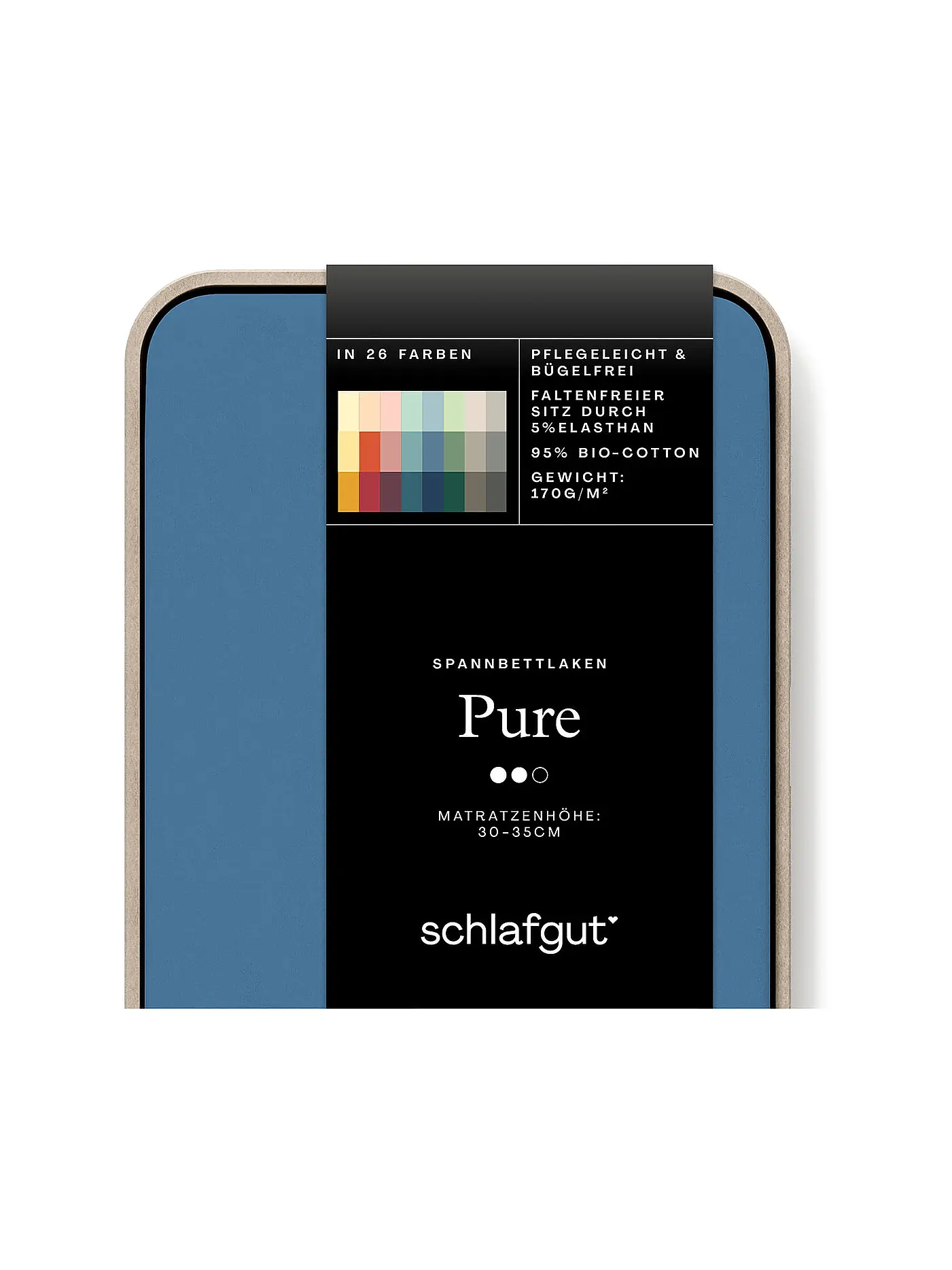 SCHLAFGUT | Jersey Spannleintuch PURE 180x200cm Grey Light XL | blau